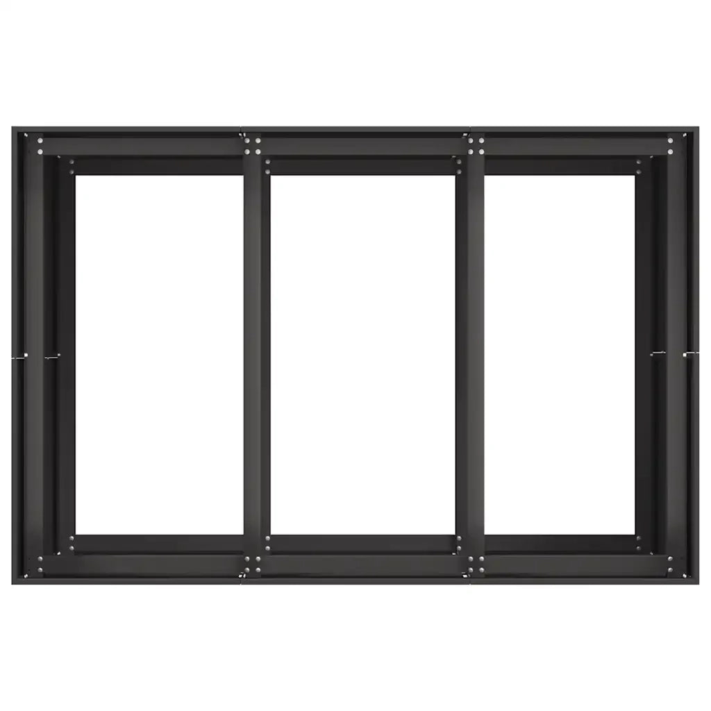 Elegante fioriera per balcone/giardino 120 x 80 x 80 cm dal design moderno e fondo aperto in acciaio laminato a freddo nero 02_0051569