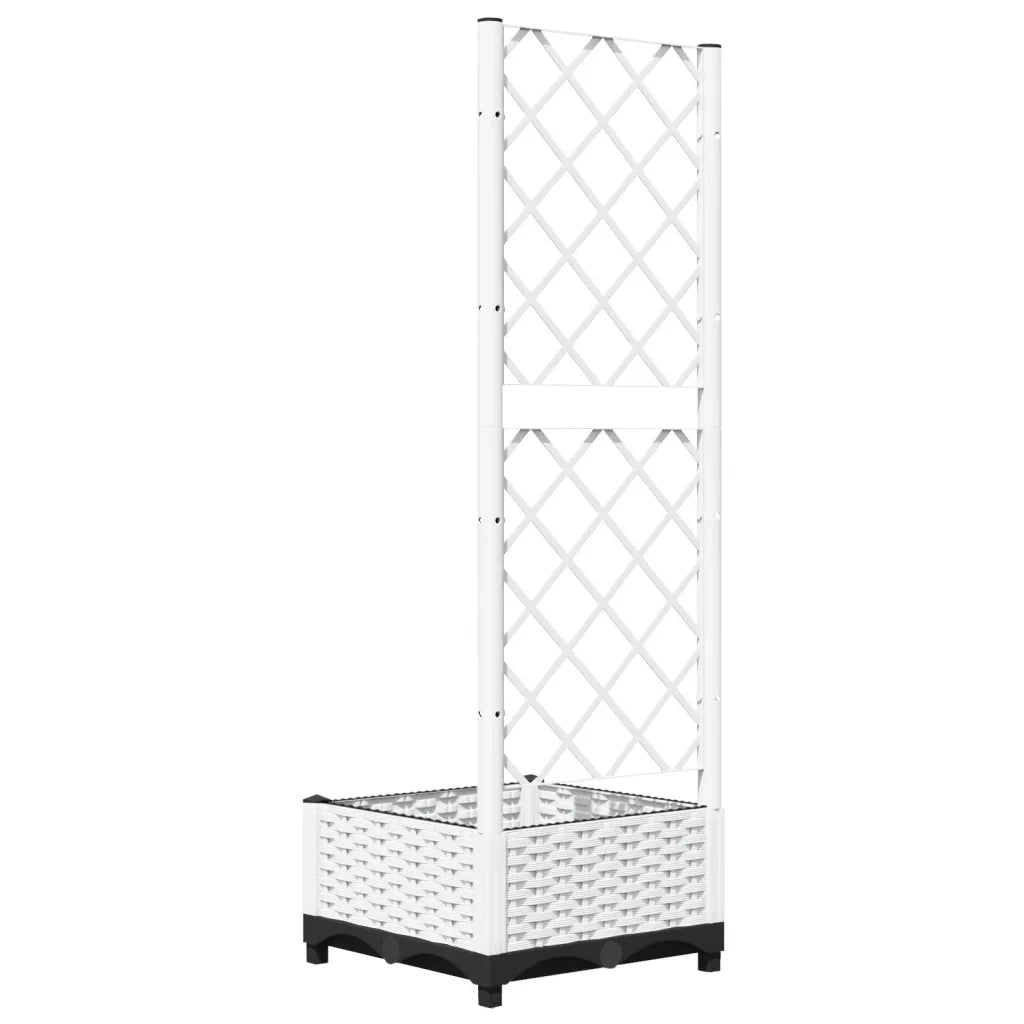 Fioriera | Cassetta per fiori | Vaso da Giardino con Graticcio Bianco 40x40x121,5 cm PP