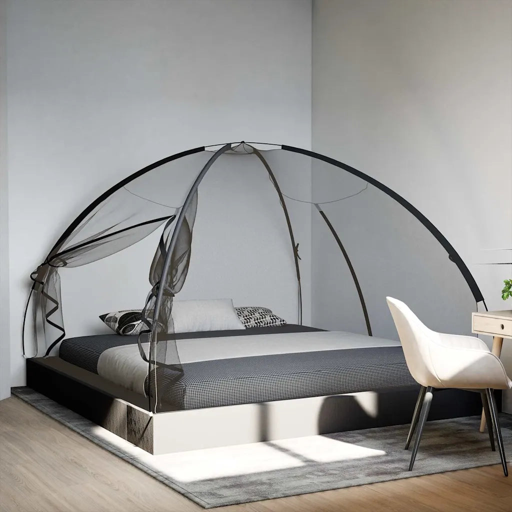vidaXL Zanzariera Mongolia con Porte 220 Rete Nera 200x200x135 cm