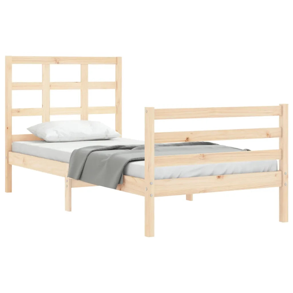 Giroletto con Testiera Single-Struttura Letto in Legno Massello 148955