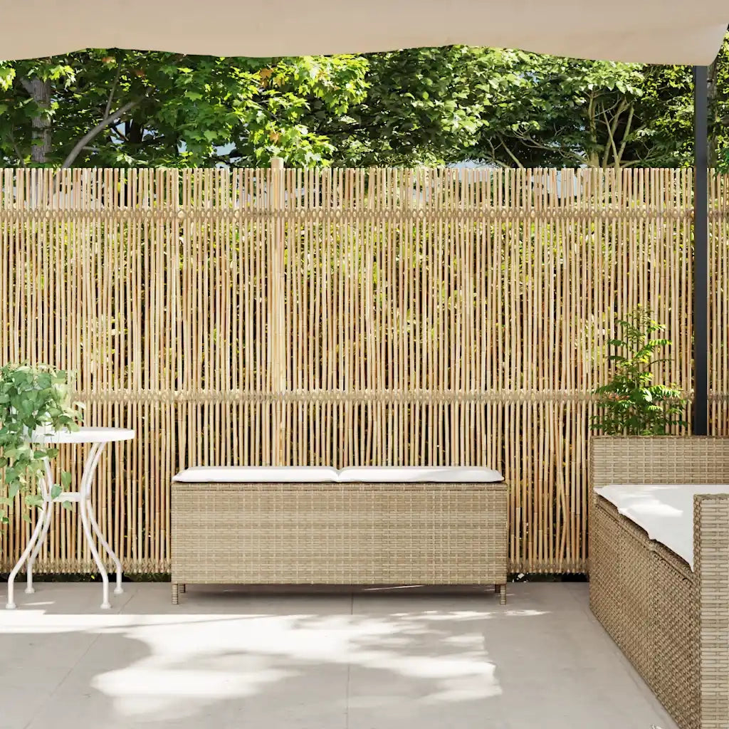 Panca da Giardino con Cuscino Beige 110x30x40,5cm in Polyrattan