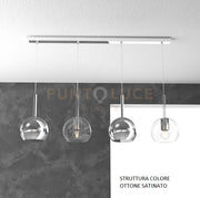 SOSP. OTTONE SAT. RETTANGOLARE 4 LUCI VETRI TUTTI PICCOLO (2 X TRASPARENTE + 2 X CROMO) 1155OS-S4 RP-TC