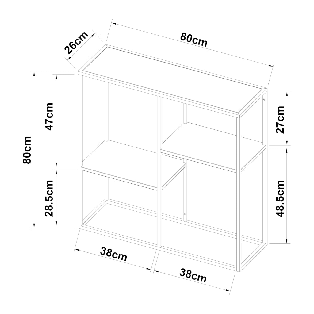 Tavolo a Consolle Strömstad Scaffale da Terra Espositore 80x80x26 cm Acciaio Nero opaco [en.casa]