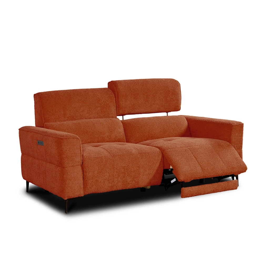 Set divani recliner Luxora 3 posti + 2 posti elettrici in tessuto aragosta