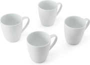 Set di tazze in ceramica per caffè e tè, 4 tazze bianche, 380 ml, resistente a lavastoviglie e microonde.