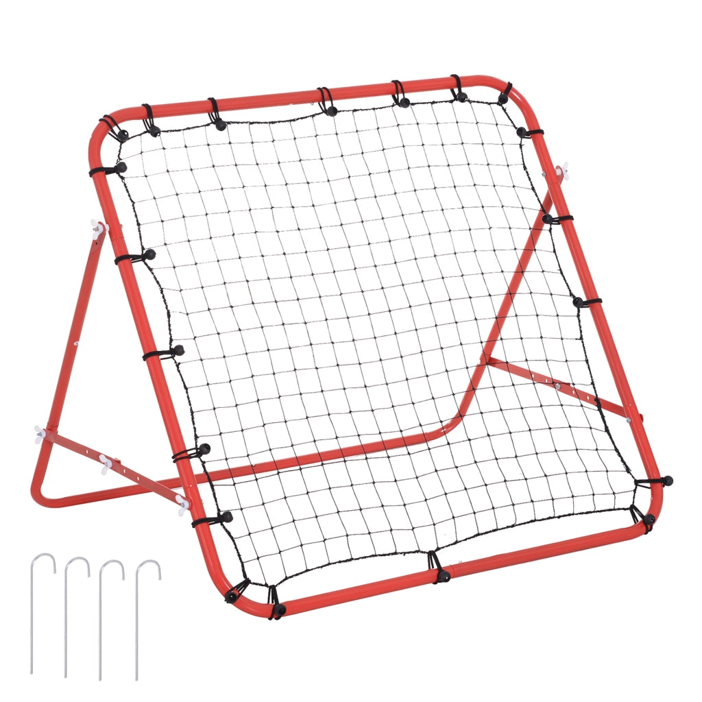 Rebounder per allenamento calcio 96 x 80 x 96 cm, angolo regolabile, rosso, struttura pieghevole