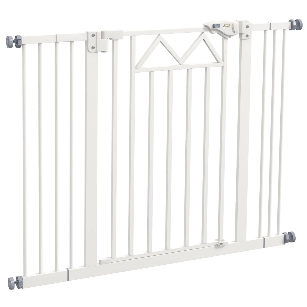 Cancelletto per Cani taglia Piccola e Media 74-100x76 cm in Acciaio e PA Bianco