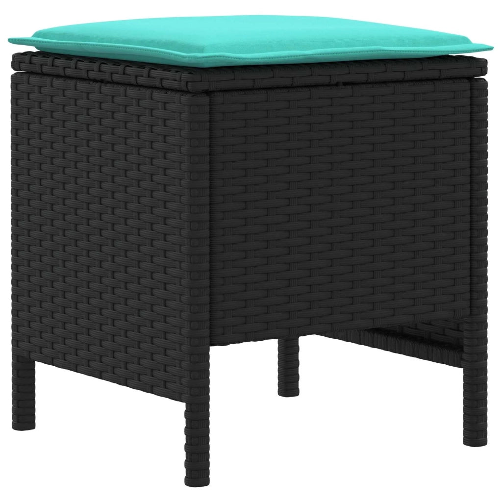 Poggiapiedi da Giardino 2 Pezzo Nero e Turchese 38 x 38 x 45 cm 42025389