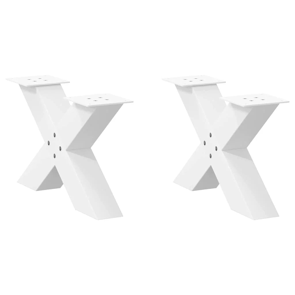 Set di 2 gambe regolabili per tavolino da caffè a forma di X 50 x 30 cm acciaio bianco 02_0057209