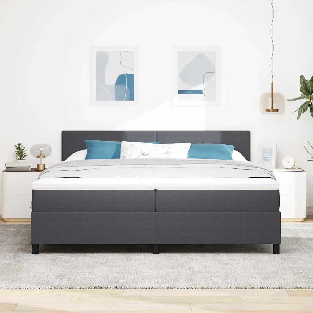 Letto a Sorgente LED Grigio Scuro e Bianco 200 x 200 cm 3337616