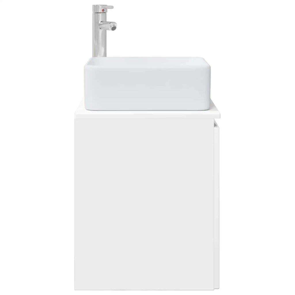 Mobile Lavabo da Parete Bianco Lucido 53 x 35 x 63 cm 890426