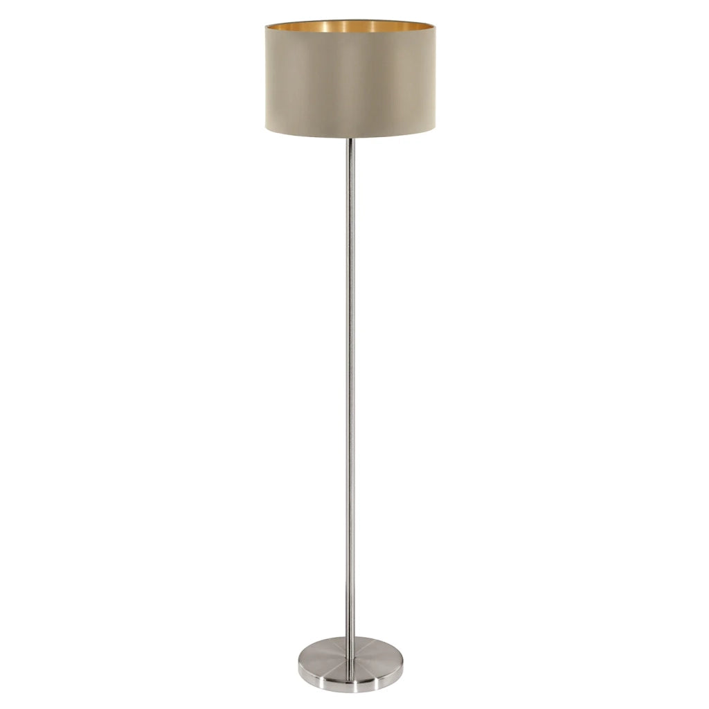 Piantana Contemporanea Maserlo Acciaio Nichel Satinato Tortora 1 Luce E27 Ip20