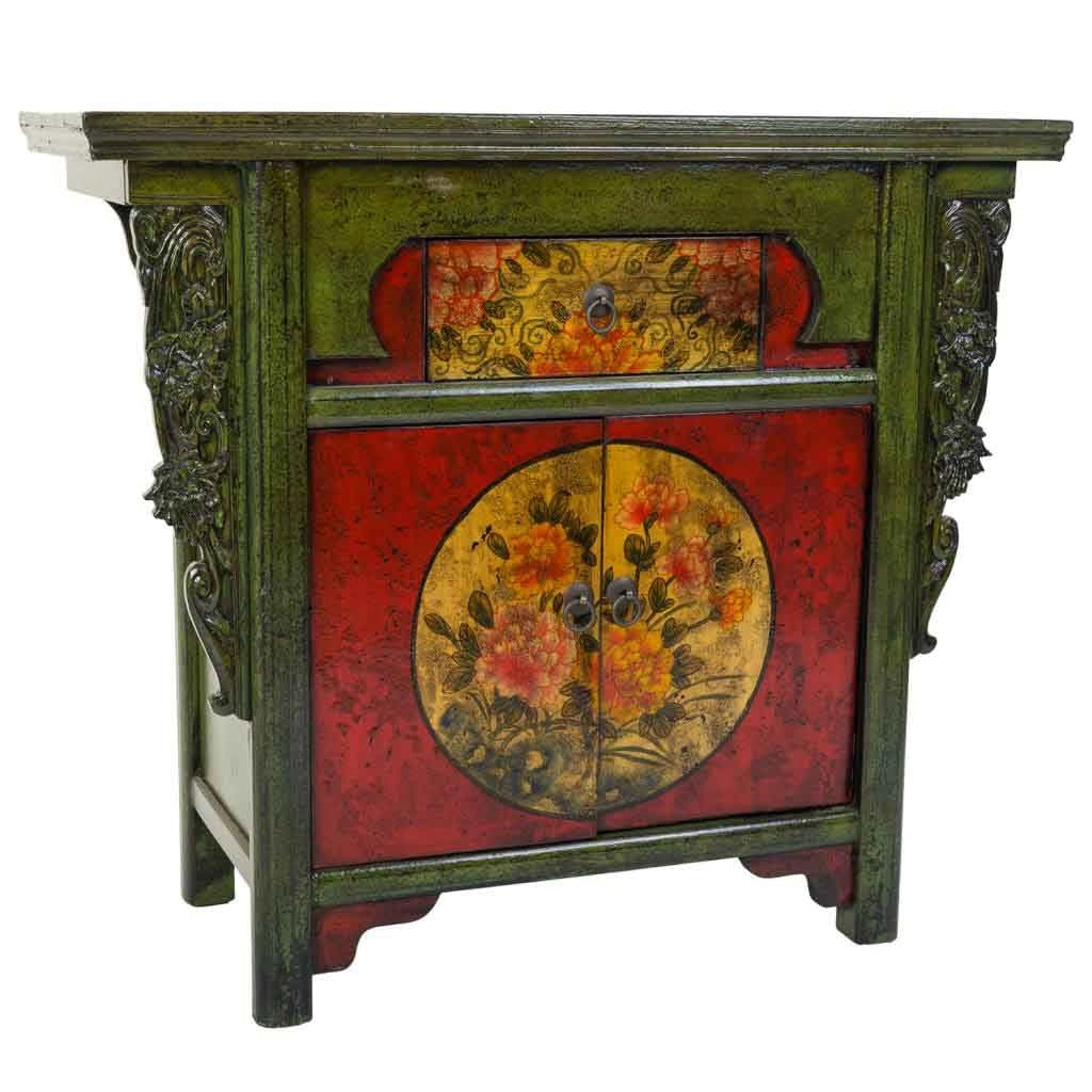 Mobile da ingresso in legno verde 91x40x80h
