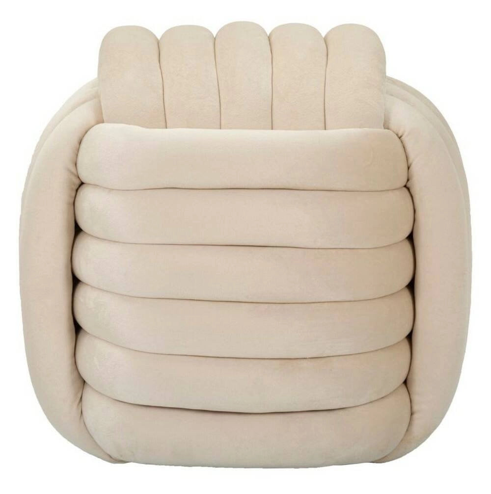 Pouf Bozzente, Poltrona multiuso, Scendiletto, Pouf poggiapiedi, 45x45 h45 cm, Crema