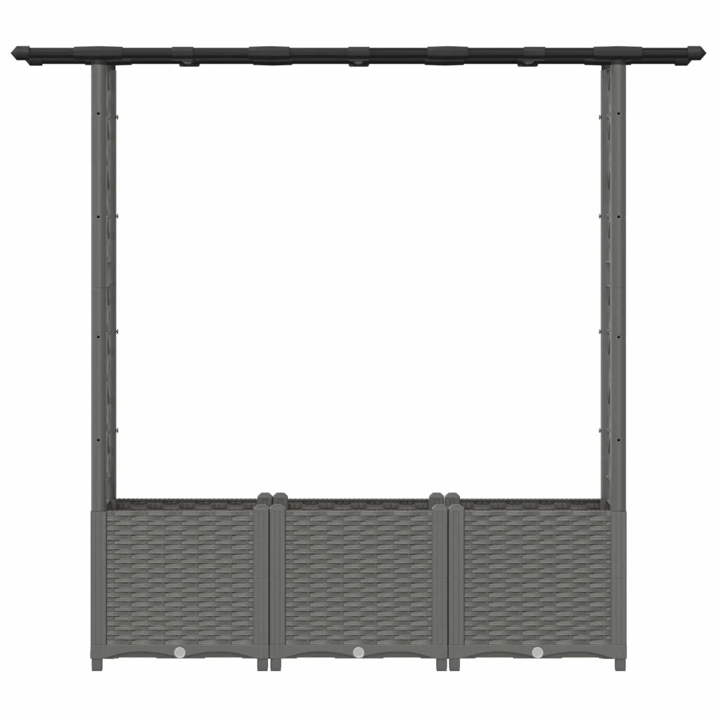 Letto Rialzato con Griglia e Tetto Grigio Chiaro PP 42032591