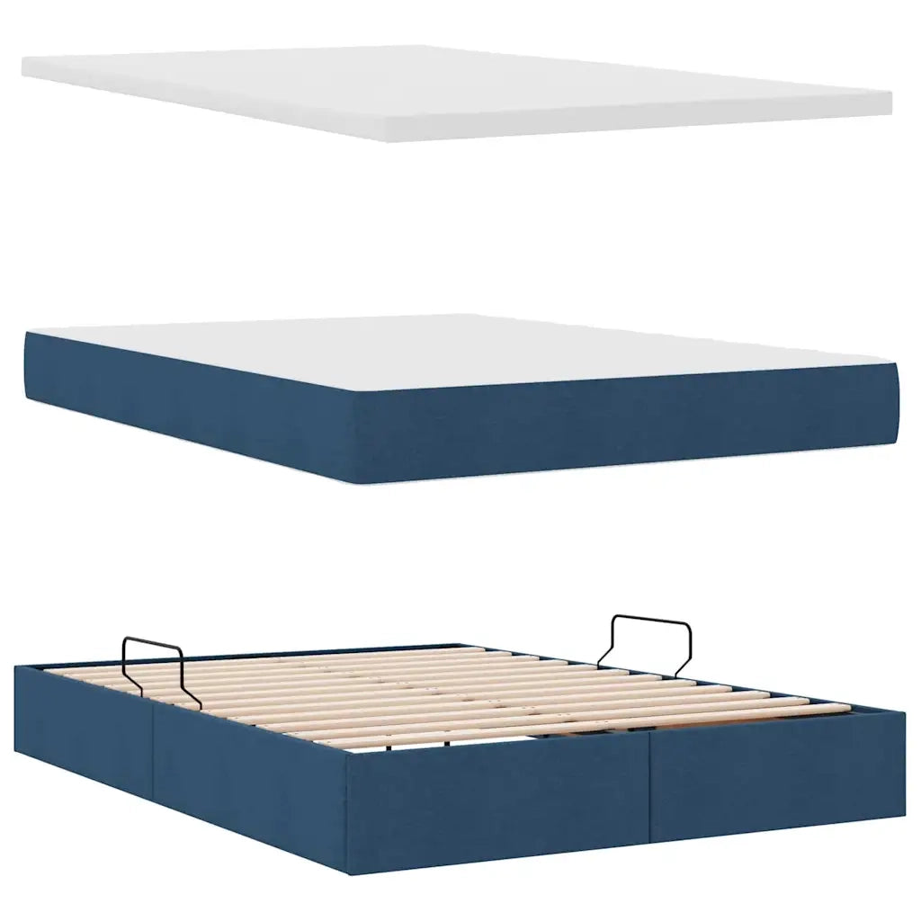Letto con contenitore e materasso Blu 140 x 200 cm Poliestere 3370235