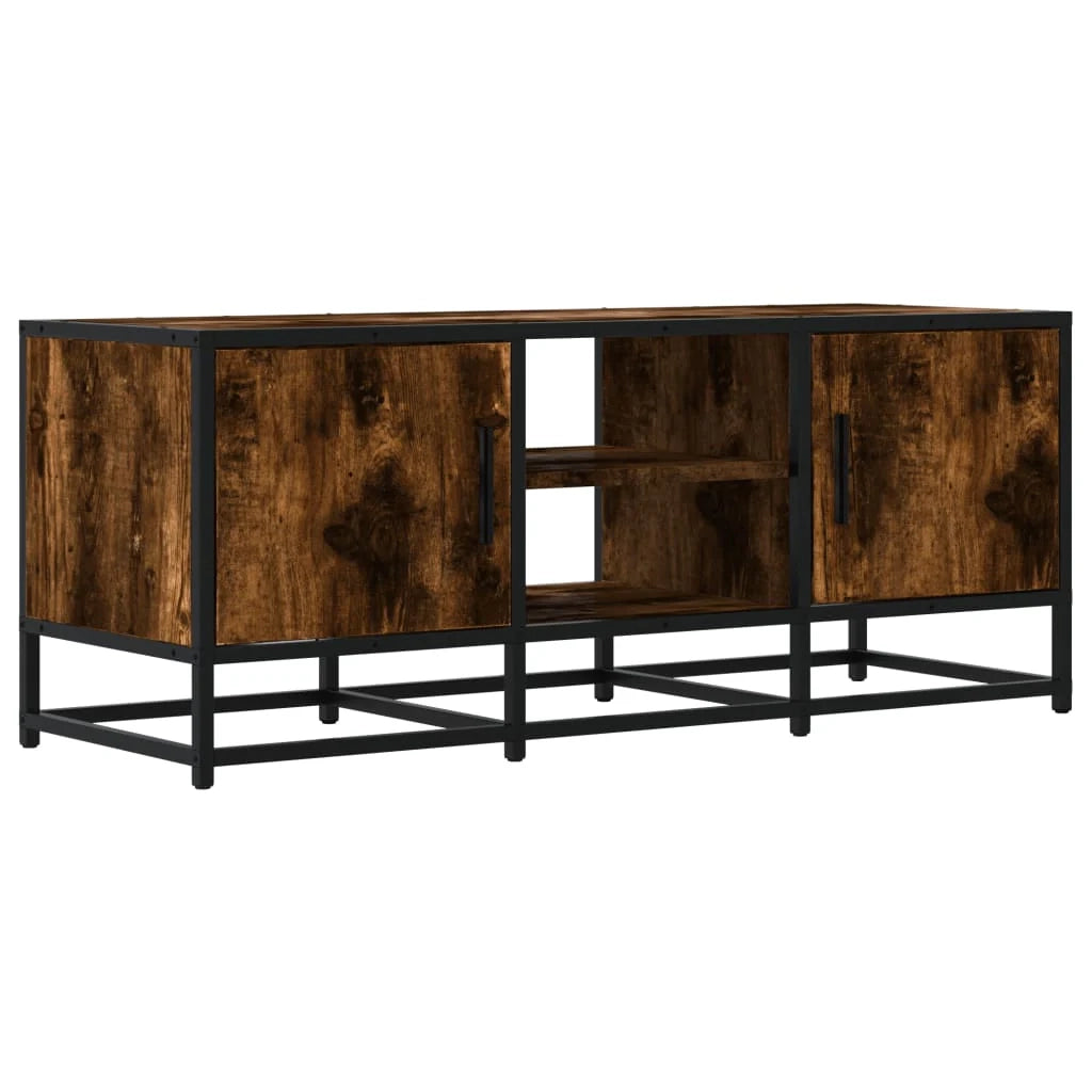 Mobile TV multimediale scaffale TV credenza mobile TV sala da pranzo soggiorno camera da letto rovere affumicato 100 x 35 x 41 cm legno ingegnerizzato e metallo marrone 02_0027268