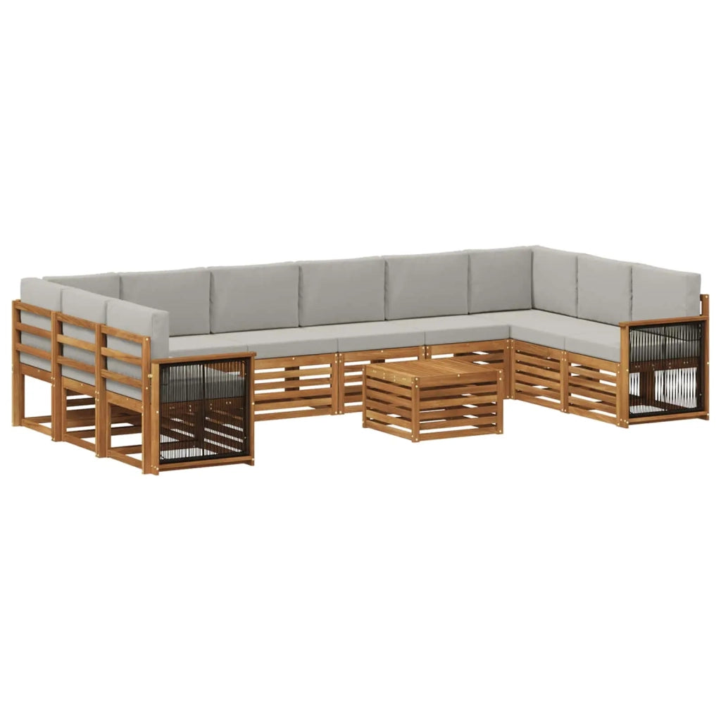 Set di divani da esterno 8 pz Naturale e Grigio Chiaro 3384922