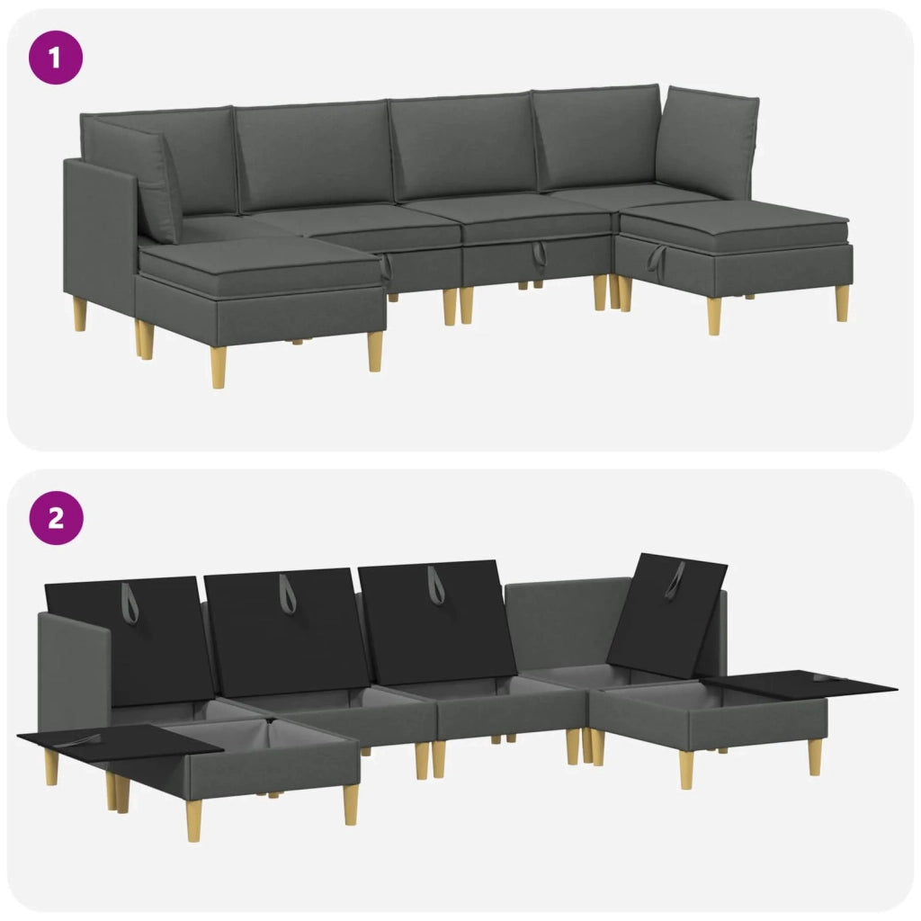Set di divani modulari con spazio di archiviazione 6 pcs