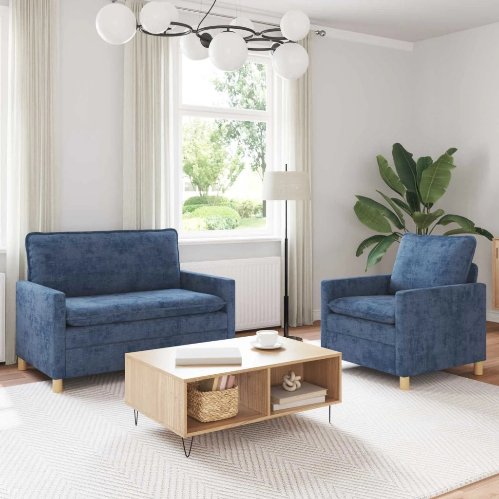 Set di divani 2 pcs Blu Poliestere