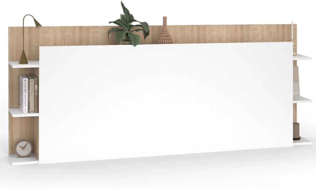 Cabecero CIRI para camas de 140 y 160 CM con compartimentos blancos y de madera