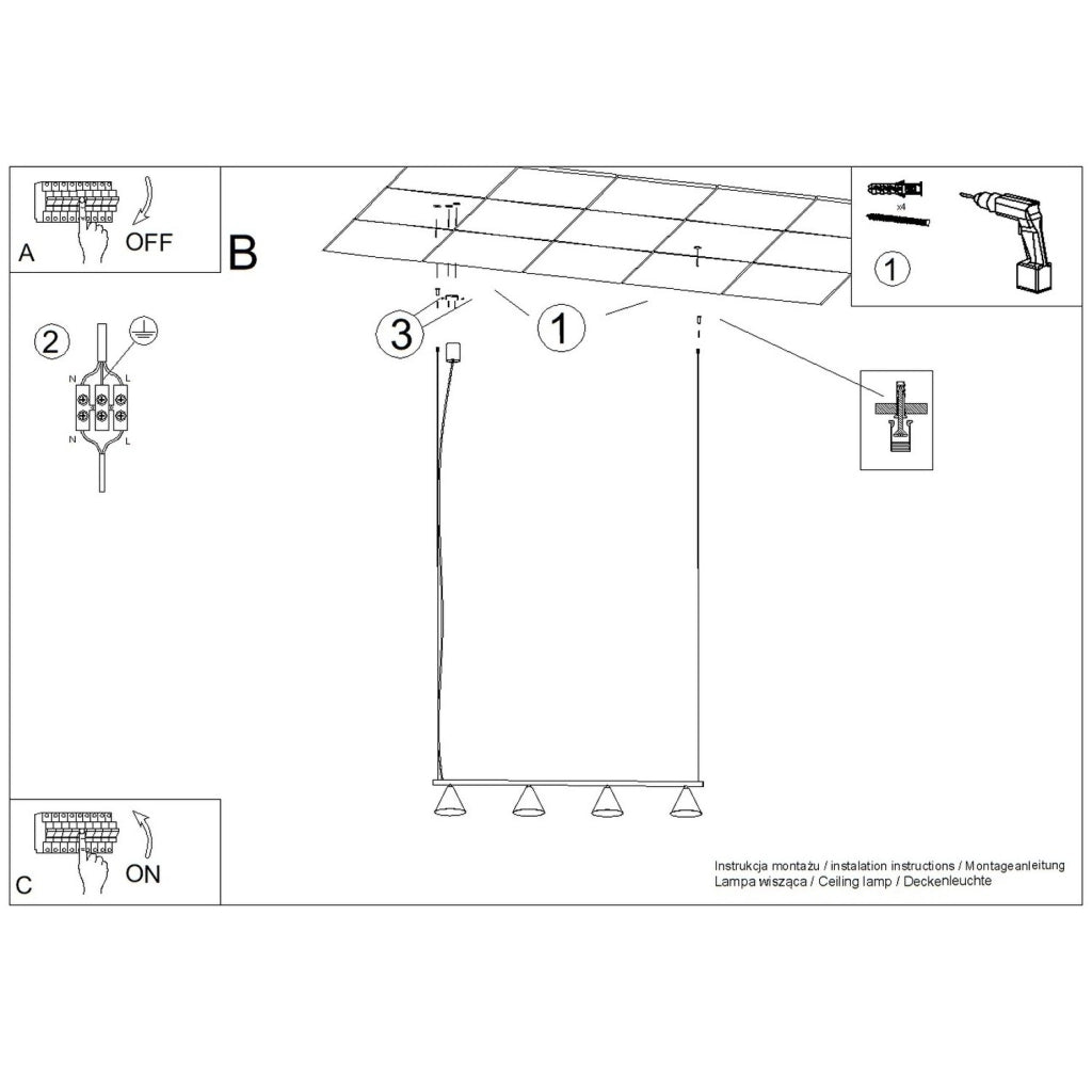 Lampadario NOX 4L azzurro
