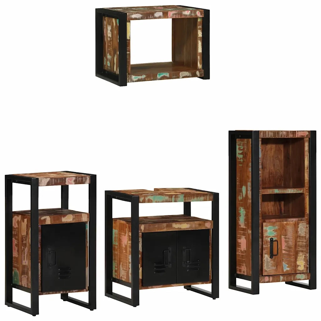 Set di mobili per il bagno 4 pcs Legno Recuperato Massello