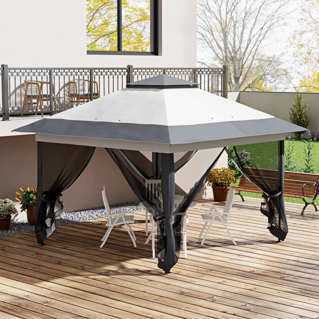 Gazebo da giardino pieghevole con zanzariere e sacco a rotelle ¨C Zephmum ¨C Grigio