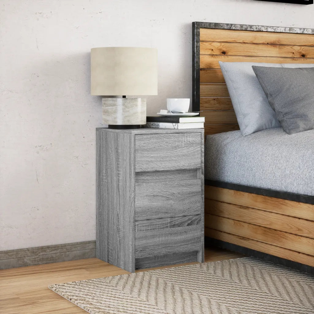 Comodino con Luci LED Grigio Sonoma in Legno Multistrato