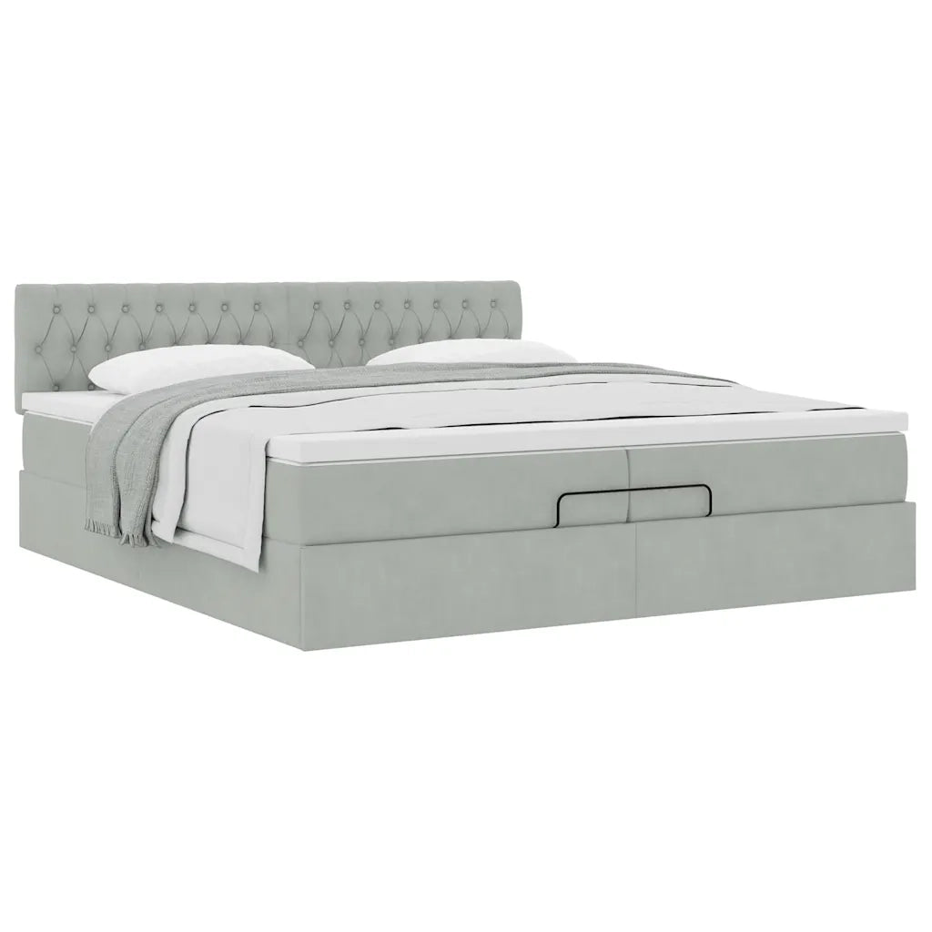 Struttura Letto Pouf con Materasso 200x200 cm in Velluto