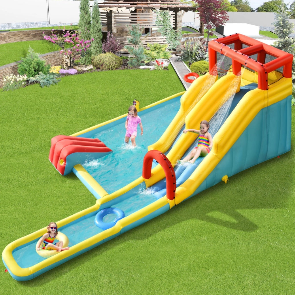 Castello gonfiabile per bambini con 2 scivoli cannone ad acqua parete di arrampicata, Parco giochi acquatico-Strutture gonfiabili da salto