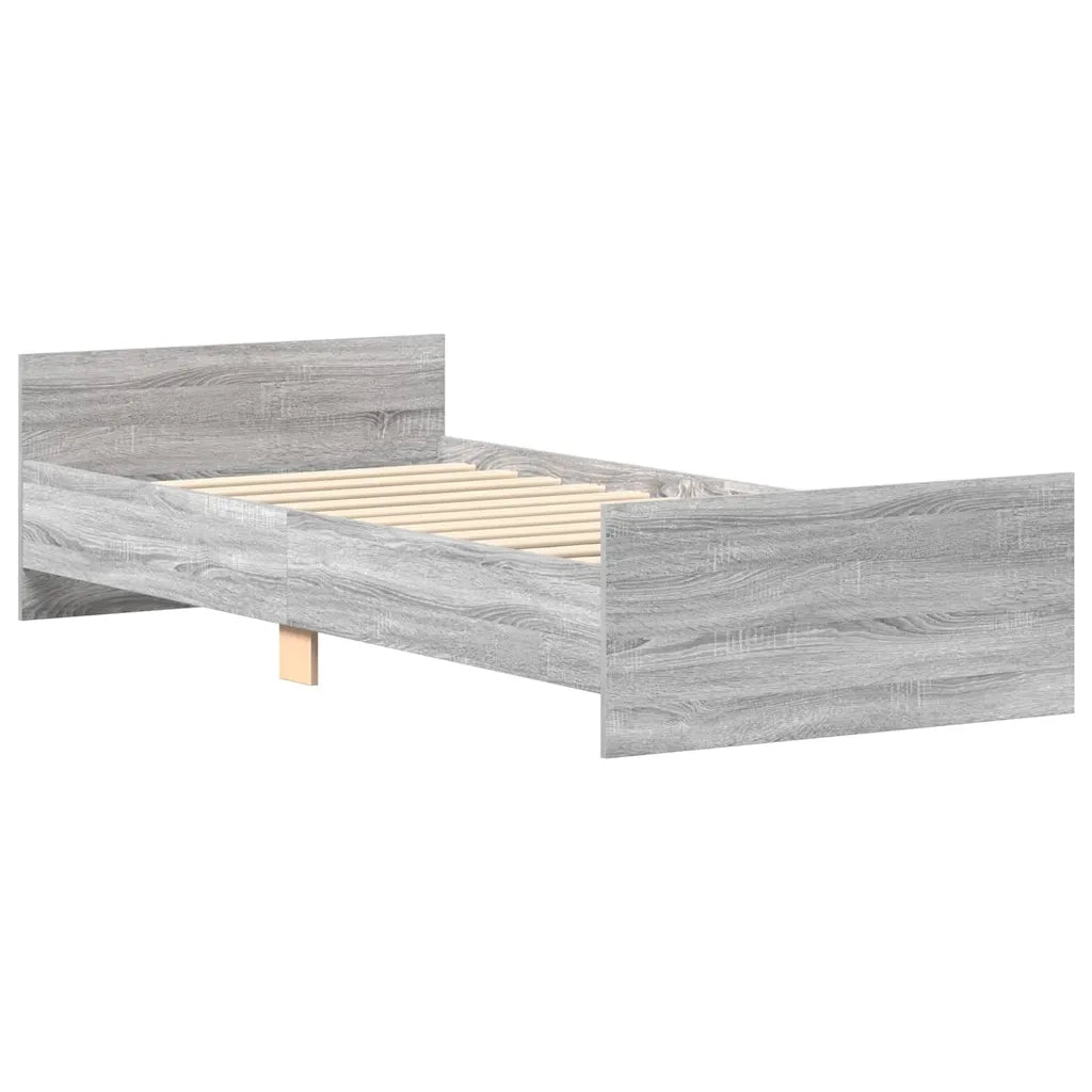Letto singolo | Letto per adulti | Giroletto Grigio Sonoma 100x200 cm in Legno Multistrato