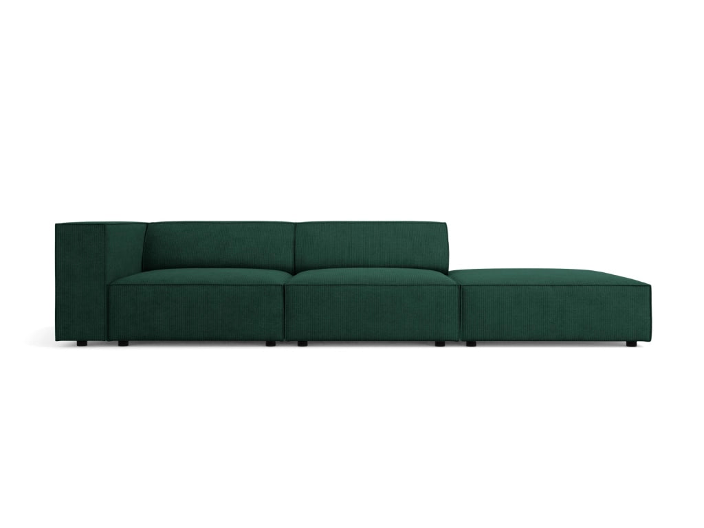 Cosmopolitan Design - Divano destro "Arendal" 4 posti in ciniglia con effetto a coste verde bottiglia 