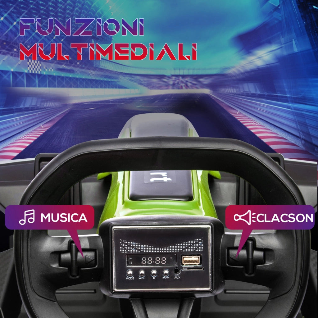 Go Kart Elettrico per Bambini 24V 12km/h con Seggiolino Regolabile Verde