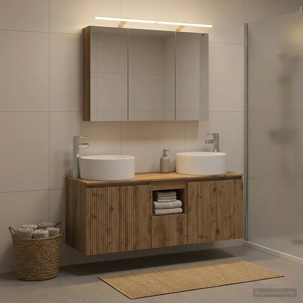 Set di Armadi da Bagno 4 pz Rovere Artigianale