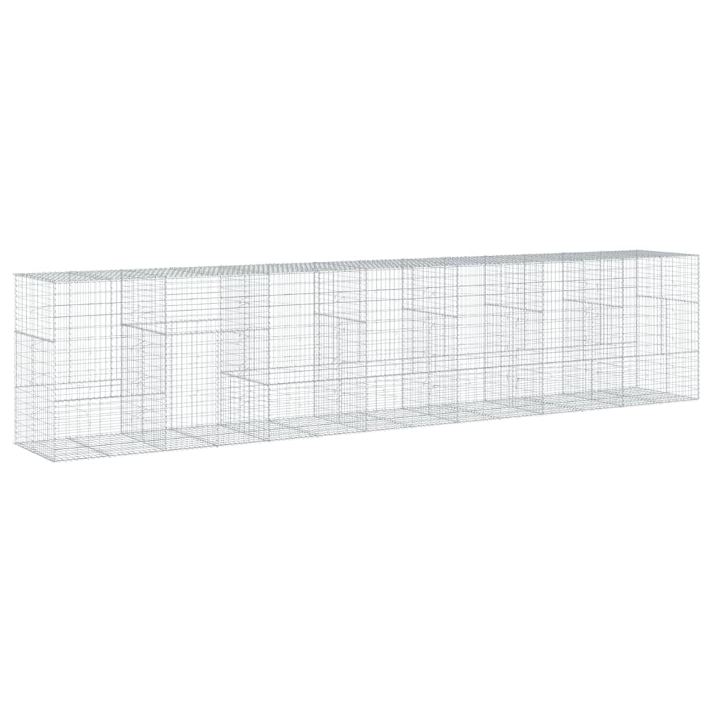 Gabbione recinto a gabbia muro di contenimento con coperchio 700 x 100 x 150 cm ferro zincato argento 02_0040190