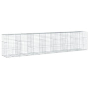 Gabbione recinto a gabbia muro di contenimento con coperchio 700 x 100 x 150 cm ferro zincato argento 02_0040190