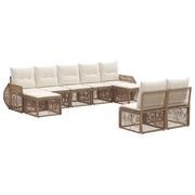 Set Divano da Giardino 9 pcs Beige e Bianco Crema polyrattan 3435534