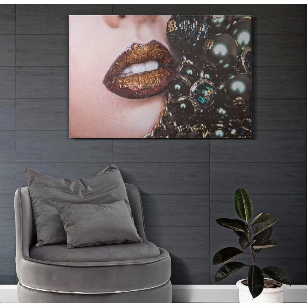 Decorazione Parete Vetro Cornice Specchiata cm 80X3,5X120 - BEAUTIFUL LIPS
