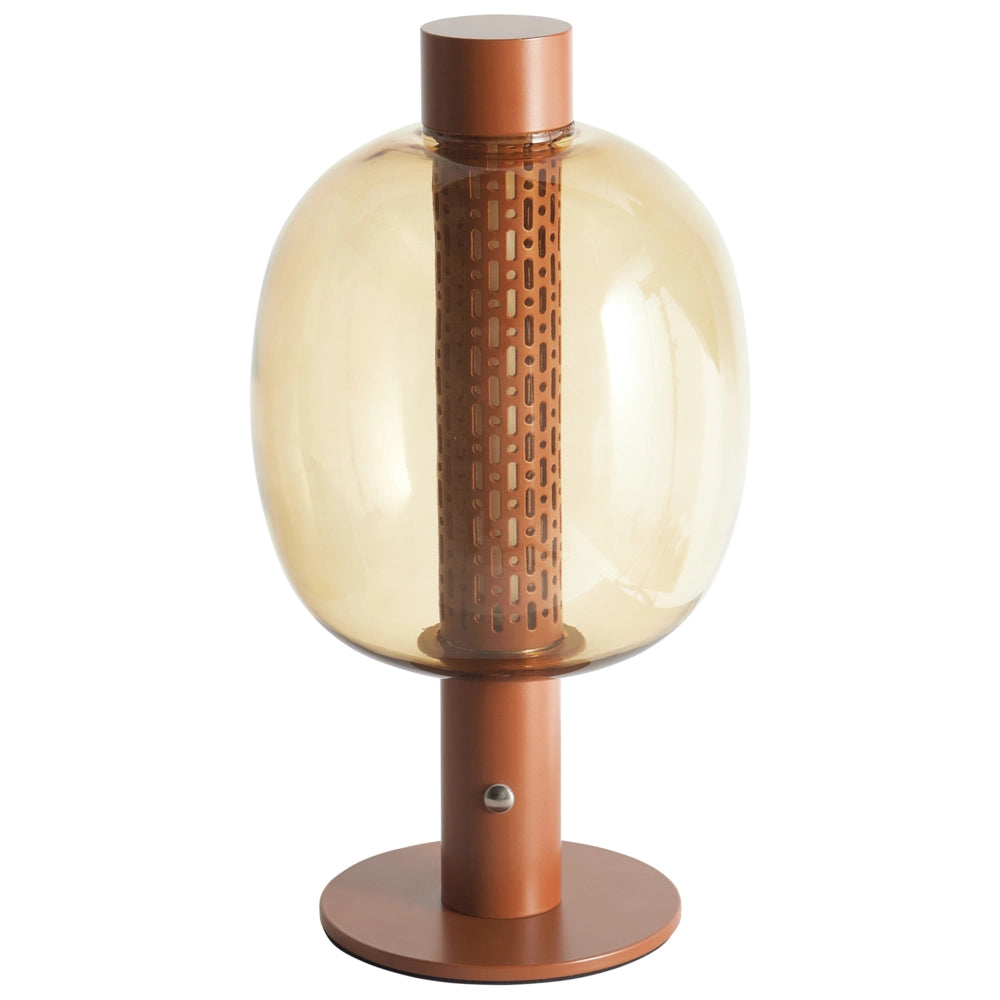 Lampada da tavolo a LED in alluminio con paralume in vetro marrone senza fili stile moderno