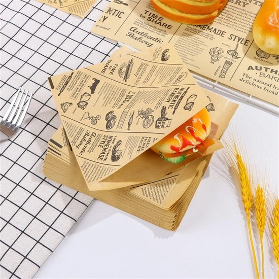 Papier per snack 150 pezzi, sacchetti per sandwich, sacchetti per hamburger, sacchetti per formaggio, sacchetti per snack, sacchetti per patatine, misura 15 x 15 cm