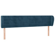 Testiera | Testata ad Orecchio Blu Scuro 183x23x78/88 cm in Velluto
