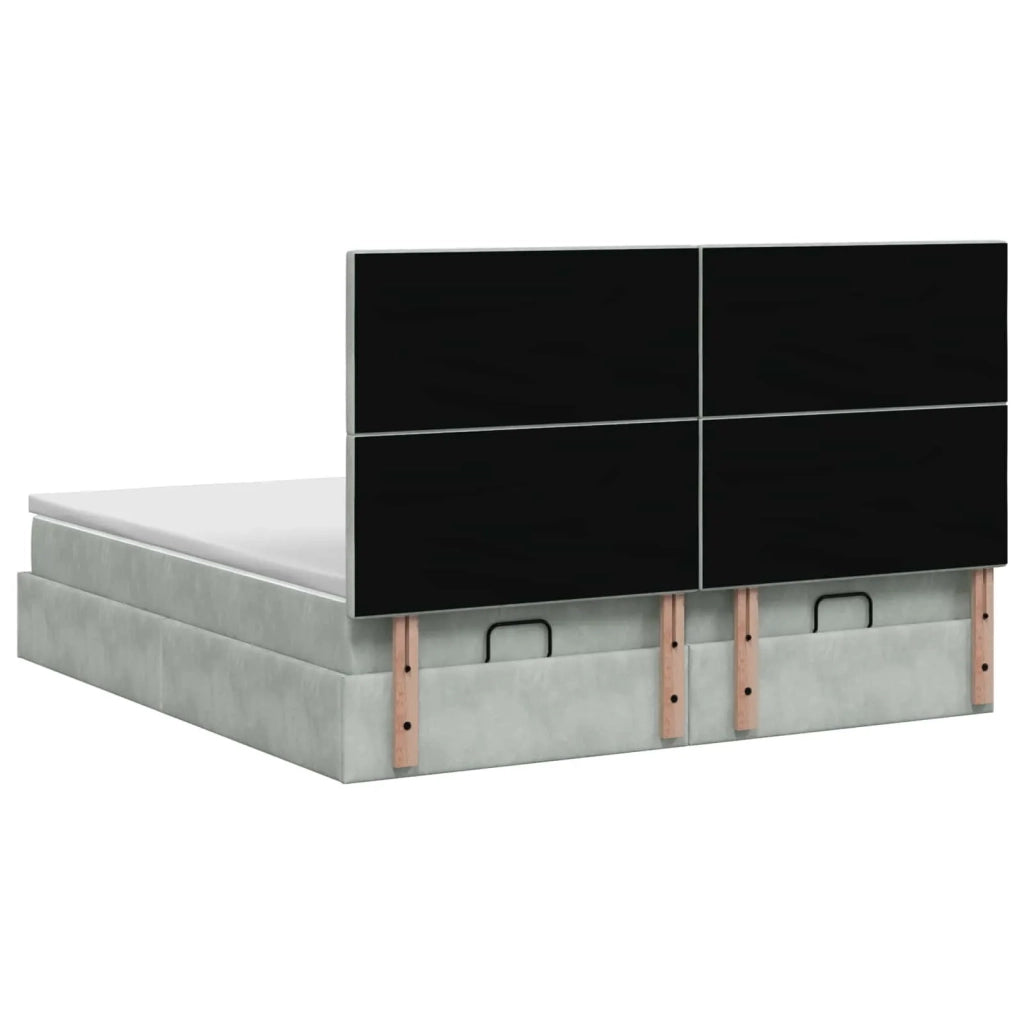 Letto Ottomano con Materasso e LED Grigio Chiaro 160 x 200 cm 3458472