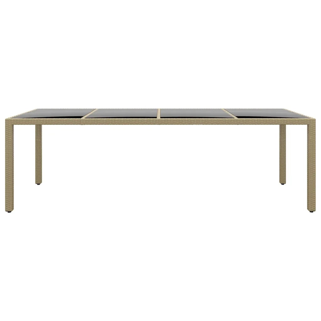 Tavolo da Giardino con Piano Vetro Beige in Polyrattan
