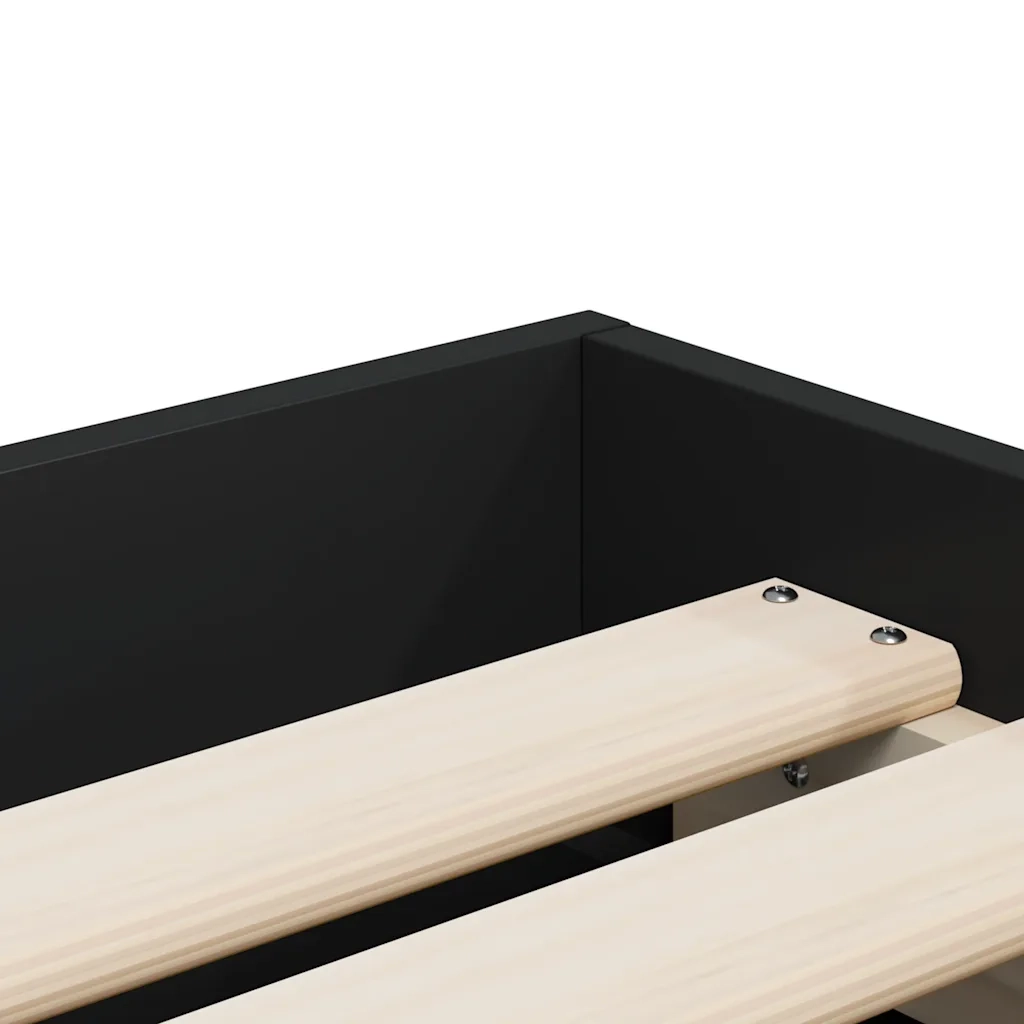 Giroletto con Cassetti Nero 90x190 cm in Legno Multistrato