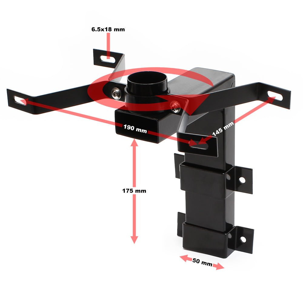Cassetta postale americana a parete in acciaio zincato nero con supporto di montaggio