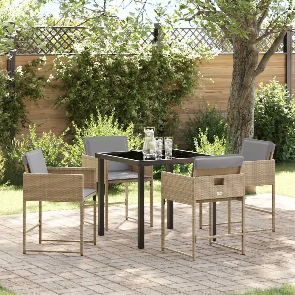 Set da Pranzo per Giardino 5 pcs Beige polyrattan 3380737