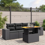 Set Divani da Giardino 5 pz con Cuscini in Polyrattan Nero