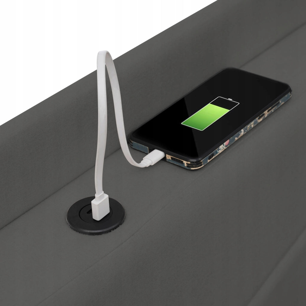 Letto singolo con cassetto e USB-C - Xylo - 90x200 - Lino