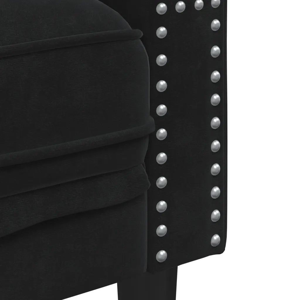 vidaXL Set Divani Chesterfield 2pz con Cuscini Nero Velluto